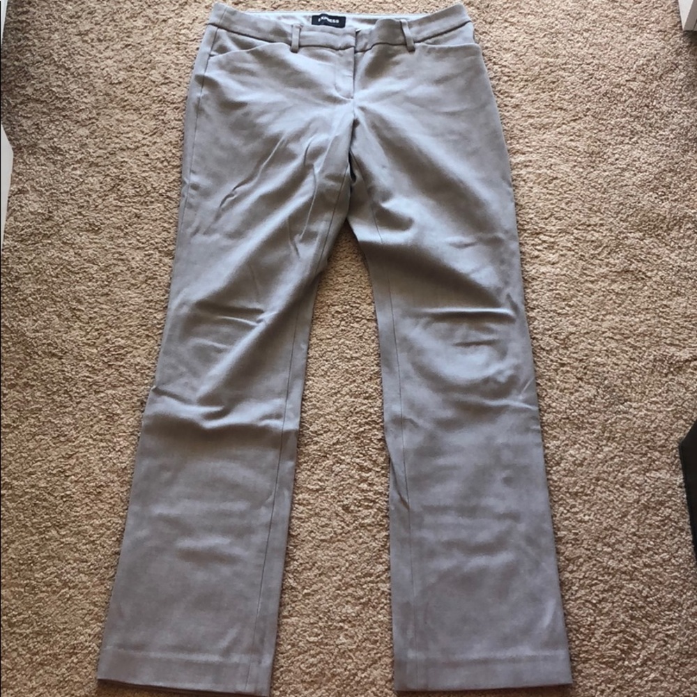 Gray straight leg trousers